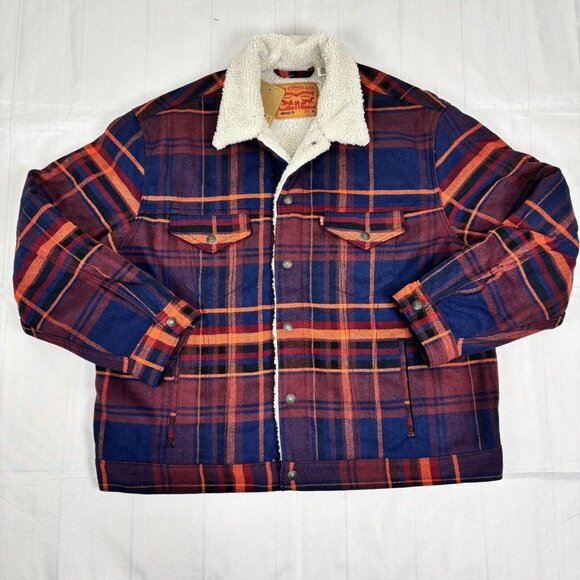 Levis Mens Plaid Sherpa Lined Vintage Fit Jacket Size XL - Picture 1 of 13